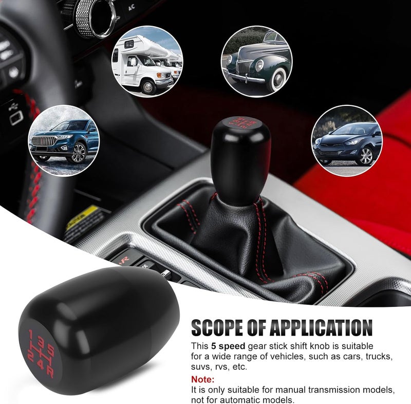 ANDO RACING مقبض نقل السرعة على طراز Type-R 5، مقبض نقل السرعة من سبائك الألمنيوم مع 3 محولات متوافقة مع ناقل حركة يدوي 5 سرعات عالمي للسيارة والشاحنة وSUV (أسود) - Image 2